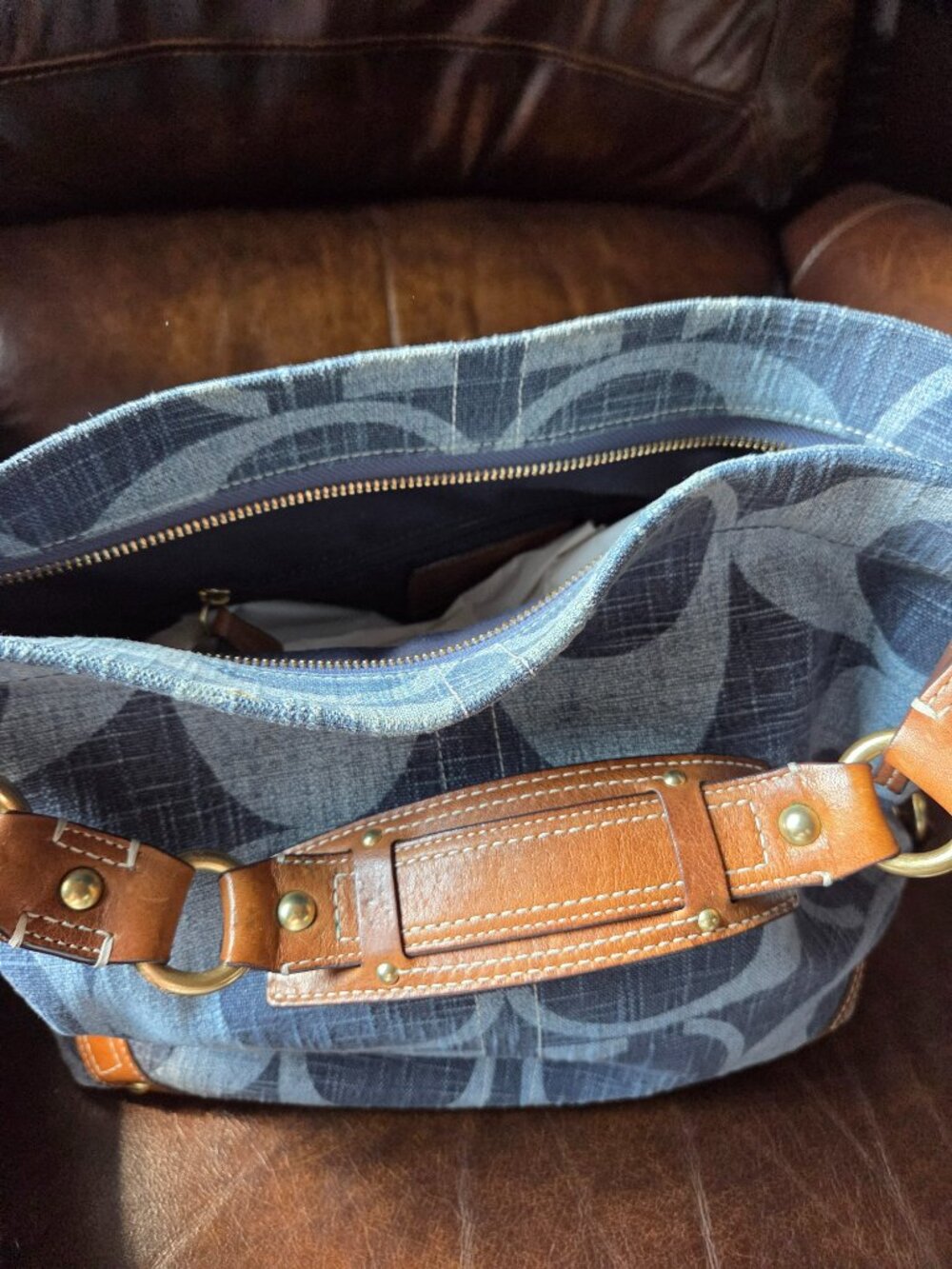 RARE Coach 10795 vintage y2k denim Carley Carly tonal blue hobo bag - Picture 11 of 15